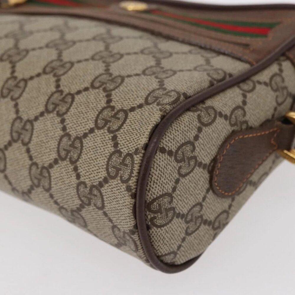 GUCCI GG Supreme Web Sherry Line Bag PVC Beige Red - Picture 5 of 16